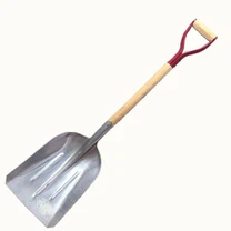 Pá redonda de alumínio com cabo de madeira